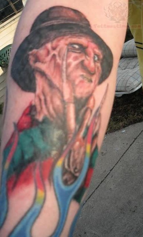 Colorful Freddy Krueger Tattoo On Arm